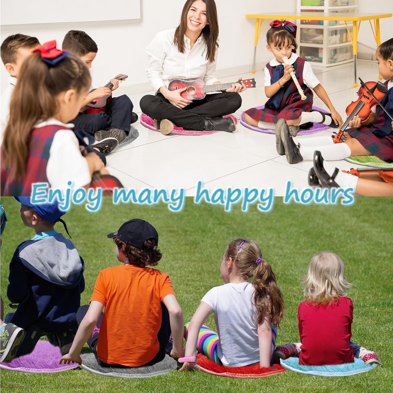 6 Pcs Kids Carpet Circle Seats Round Floor Cushions