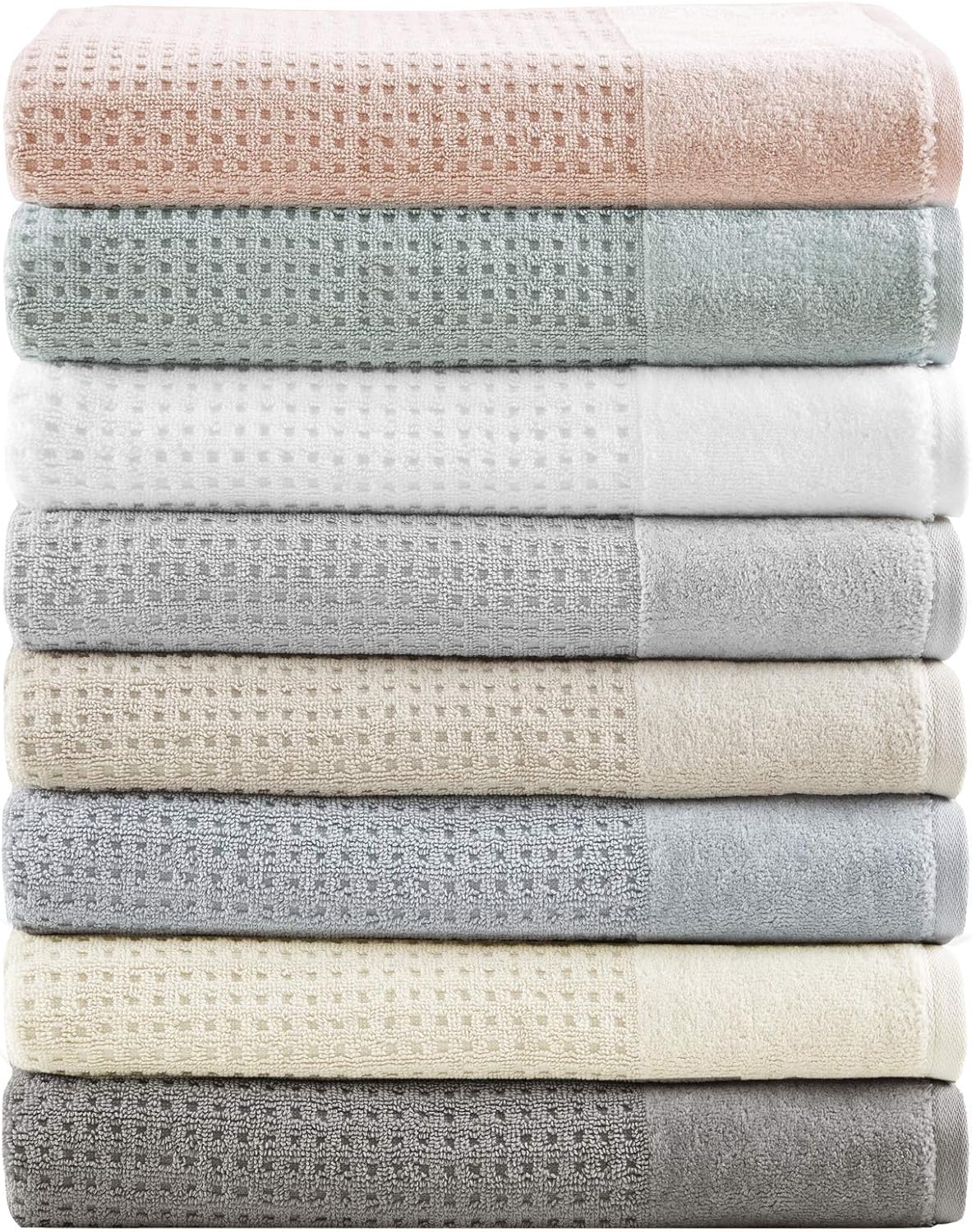 Madison Park Spa Waffle Cotton Towel Set 6 Piece Charcoal