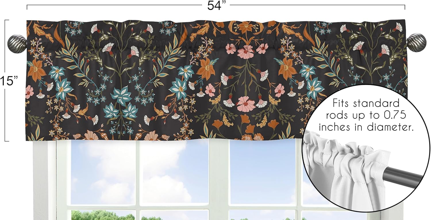 Sweet Jojo Designs Boho Floral Valance 54x15 Rod Pocket