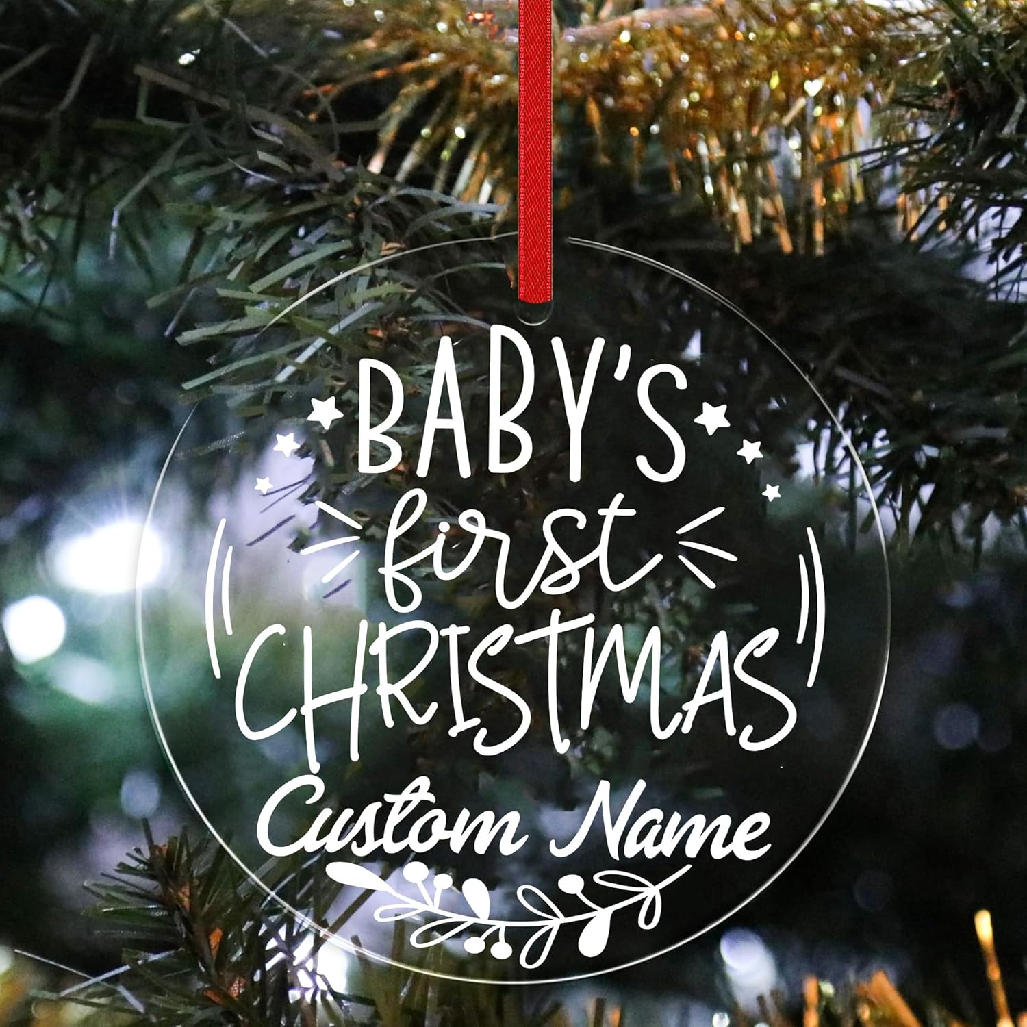 Personalized Babys First Christmas Acrylic Ornament for Boy or Girl