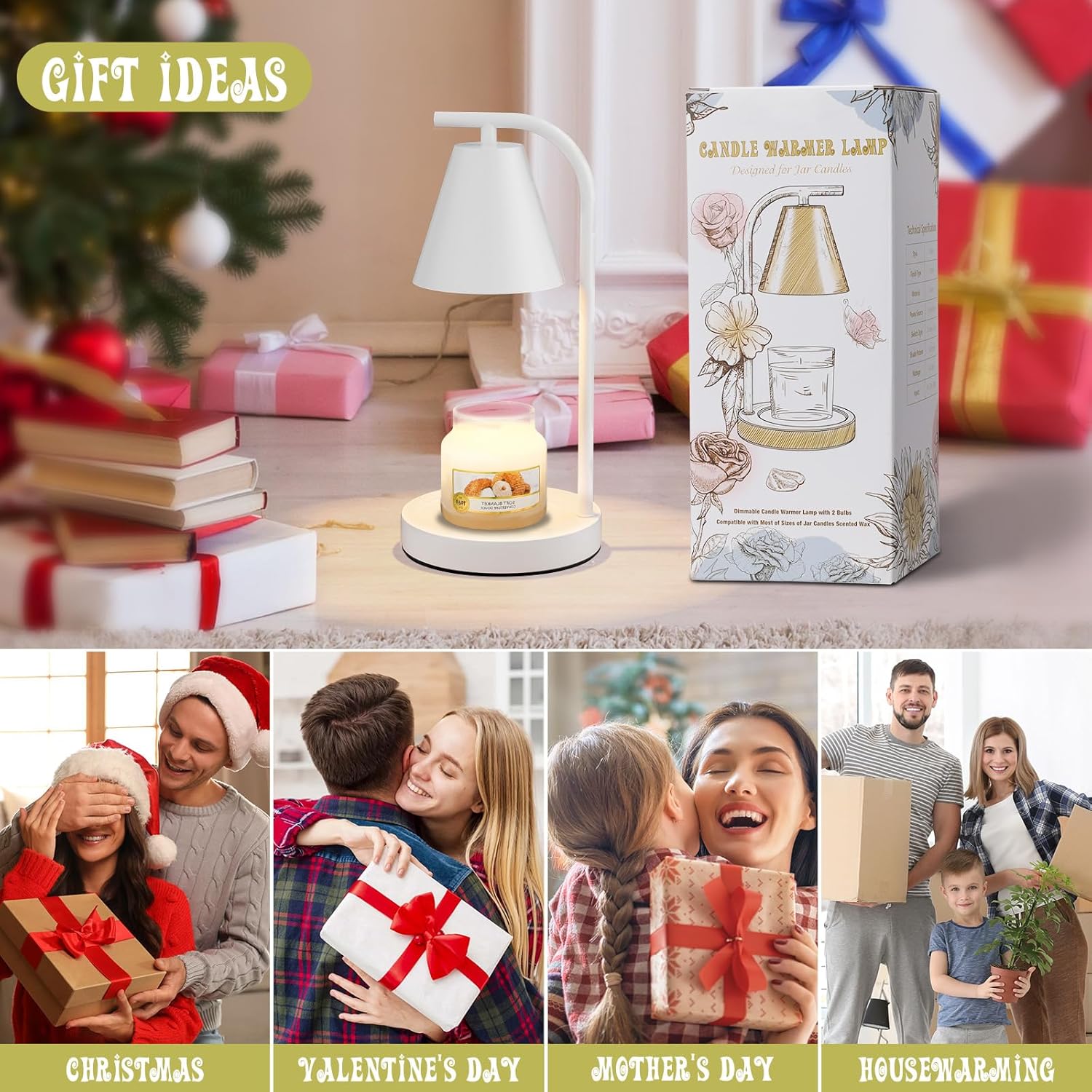 Hong-in White Candle Warmer with Timer - 2 Bulbs 1