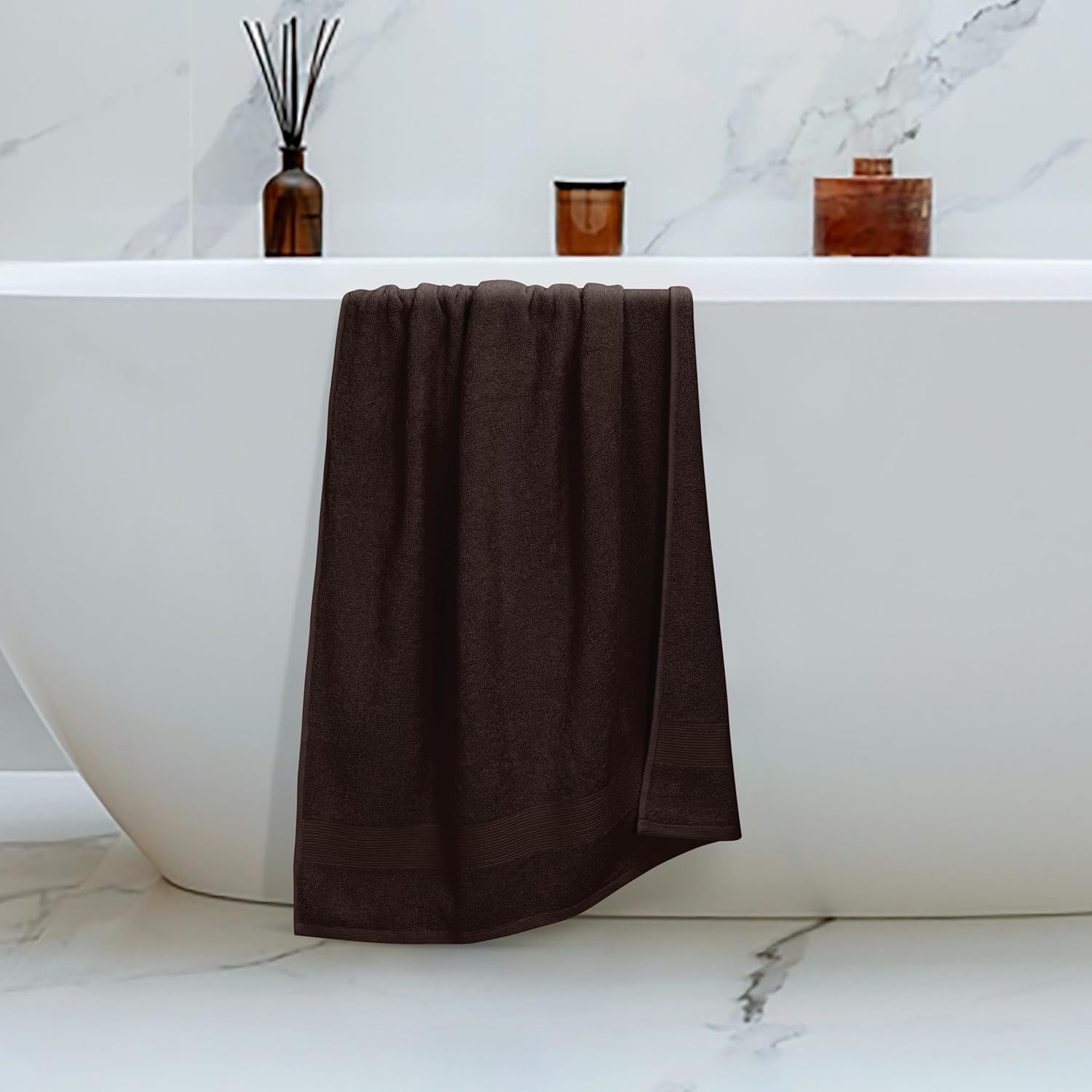 Belizzi Home 4 Pack Bath Towel Set Chocolate Brown 27x54