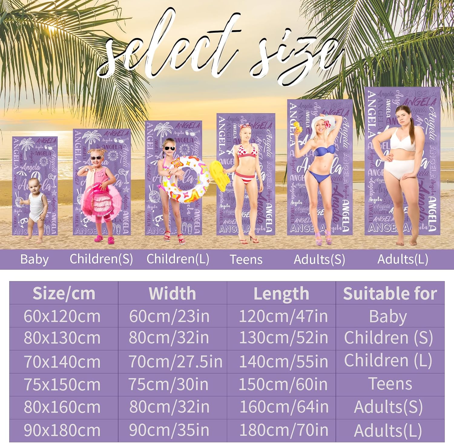 Custom Kids Adults Beach Towel with Name