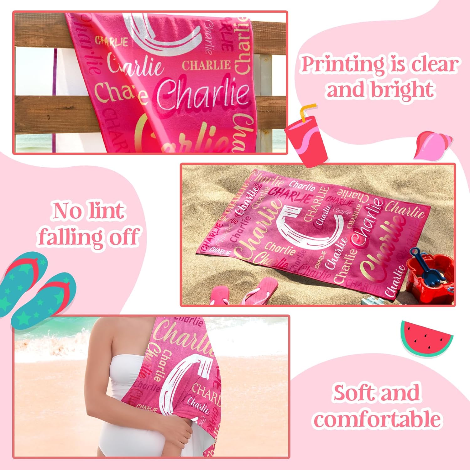 Personalized Beach Towel with Name - Quick Dry Microfiber