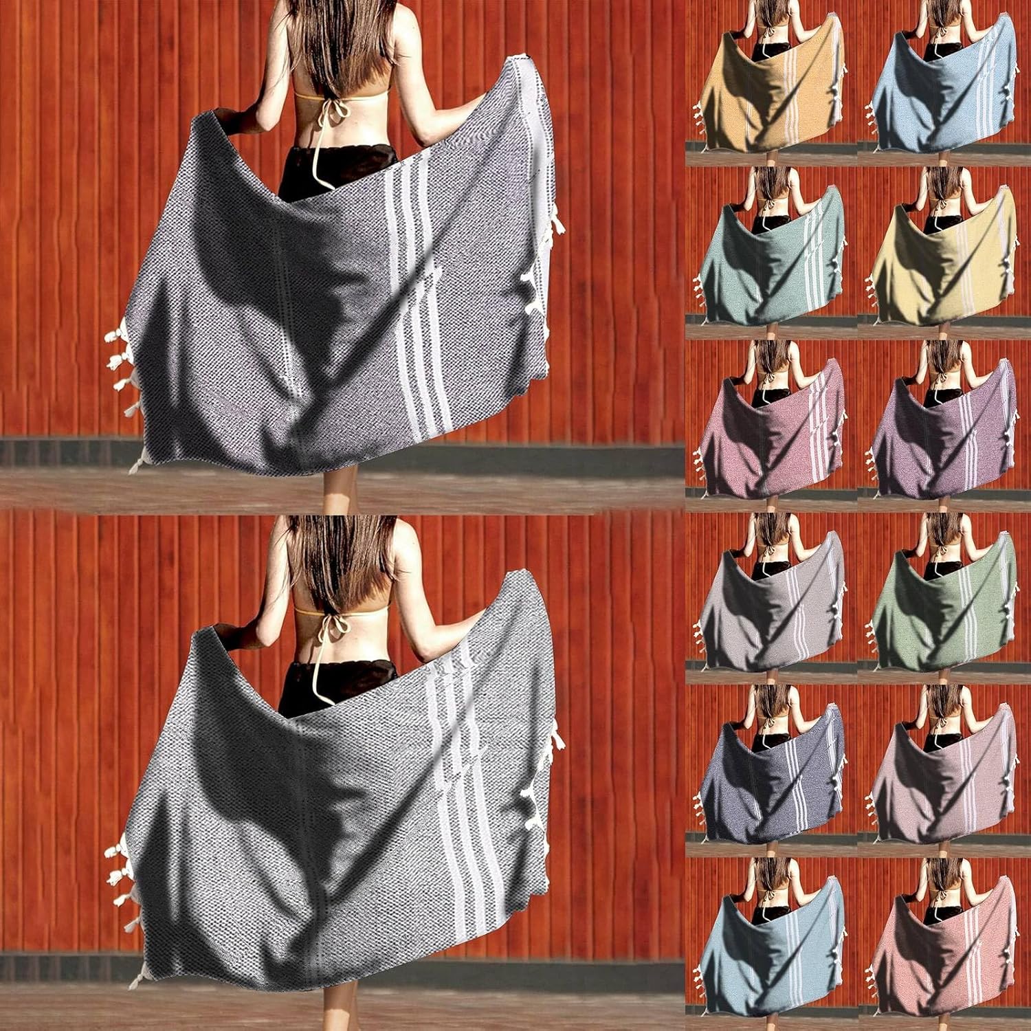 KELINFONG Oversized 70x40 Inch Microfiber Beach Towel Set of 4