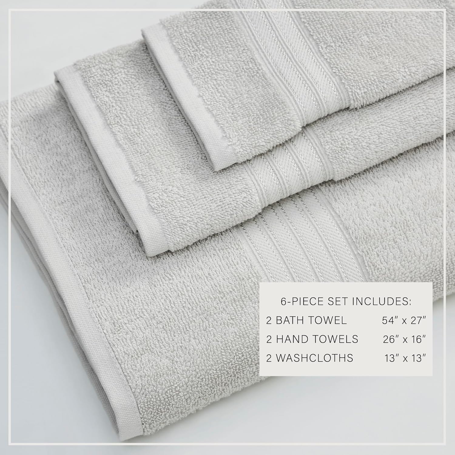 Great Bay Home Light Grey Bath Towel Set 6 Piece 1