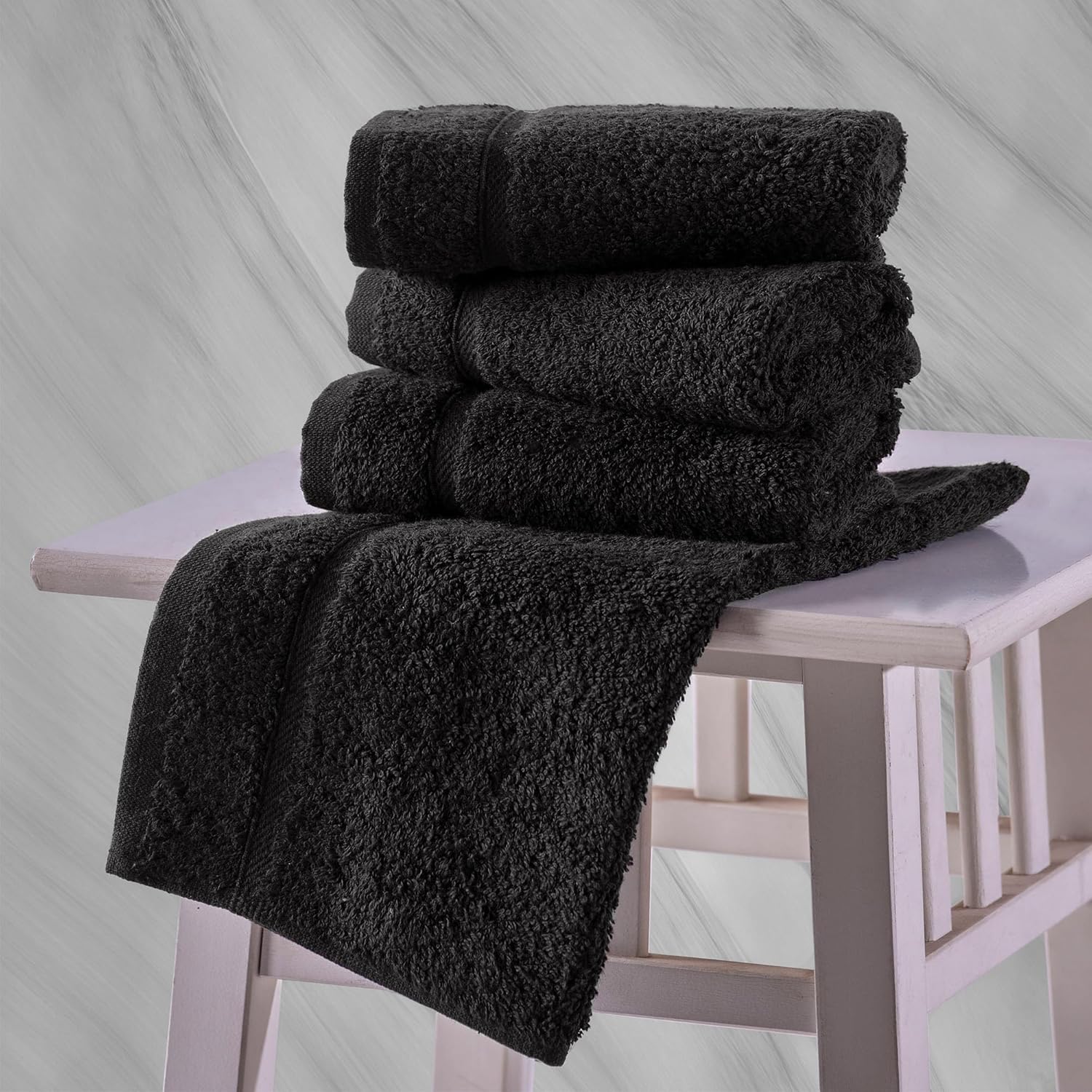 Hawmam Linen 13x13 Inch Black Face Towels - 12 Pack Luxury Washcloths
