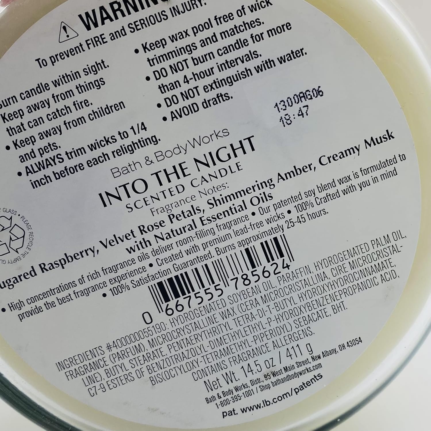 Bath Body Works Into The Night 3 Wick Jar Candle 145oz