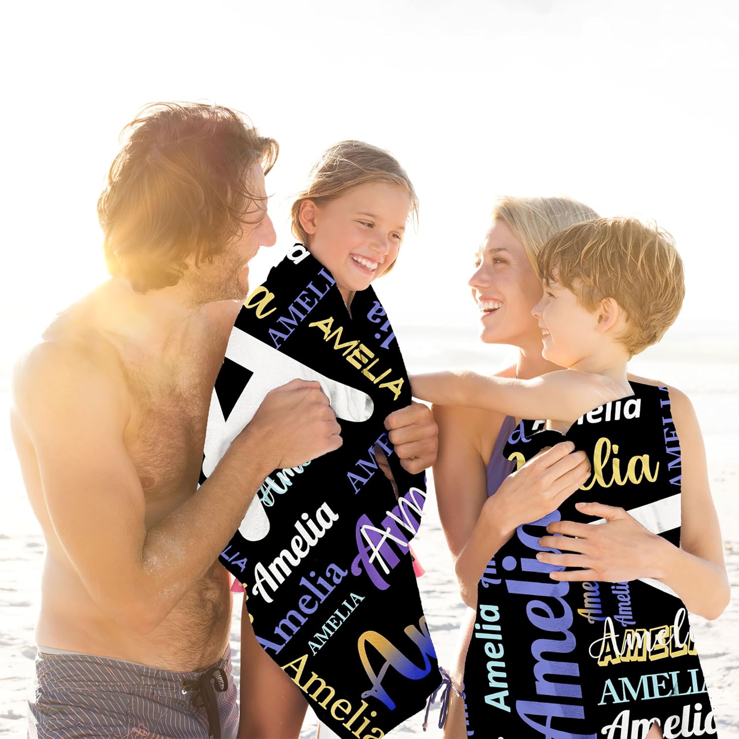 Personalized Beach Towel with Name for Kids Adults