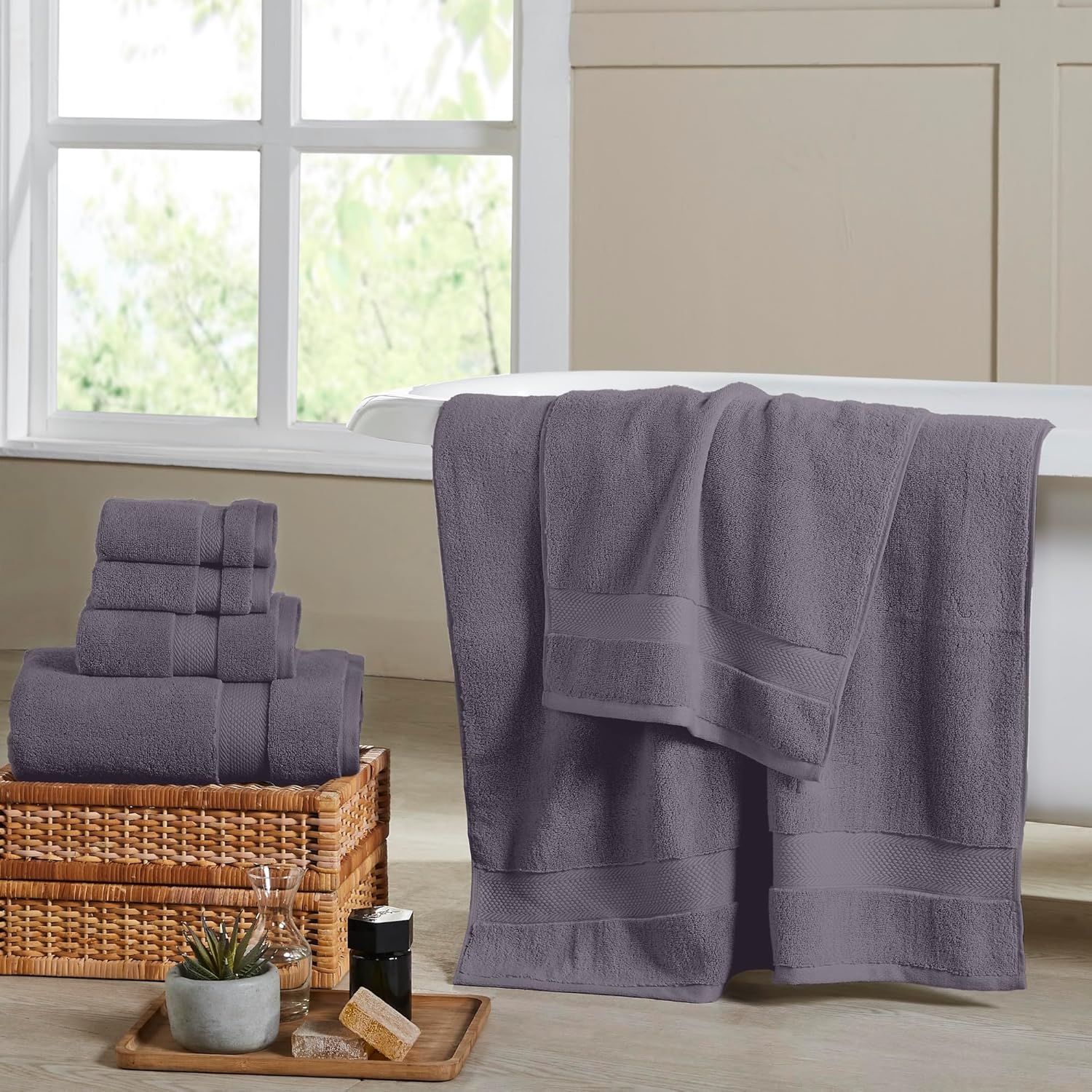 Modern Threads Luxury 6-Piece Quick-Dry Towel Set Gray