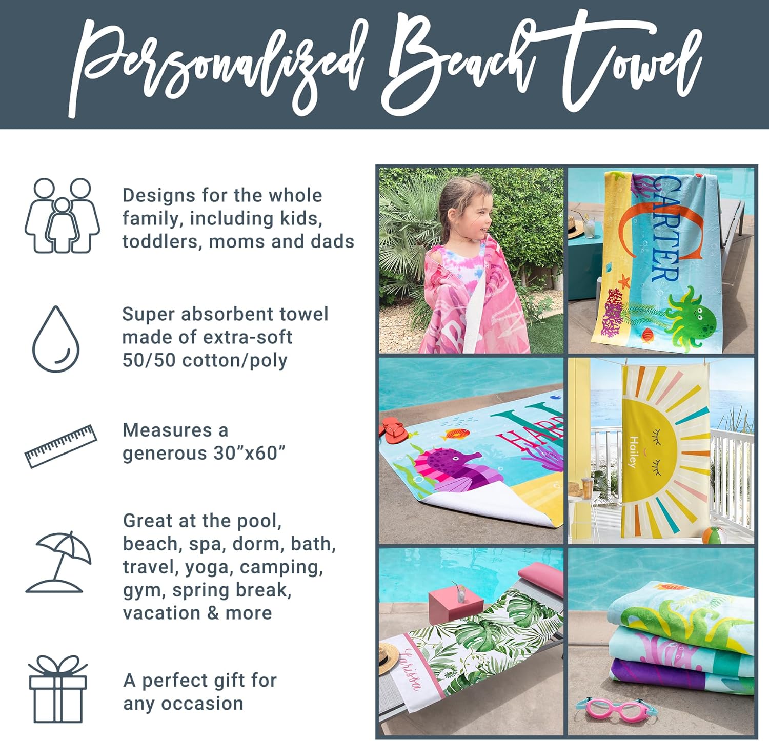 Personalized Beach Towel for Kids - Gamer Style
