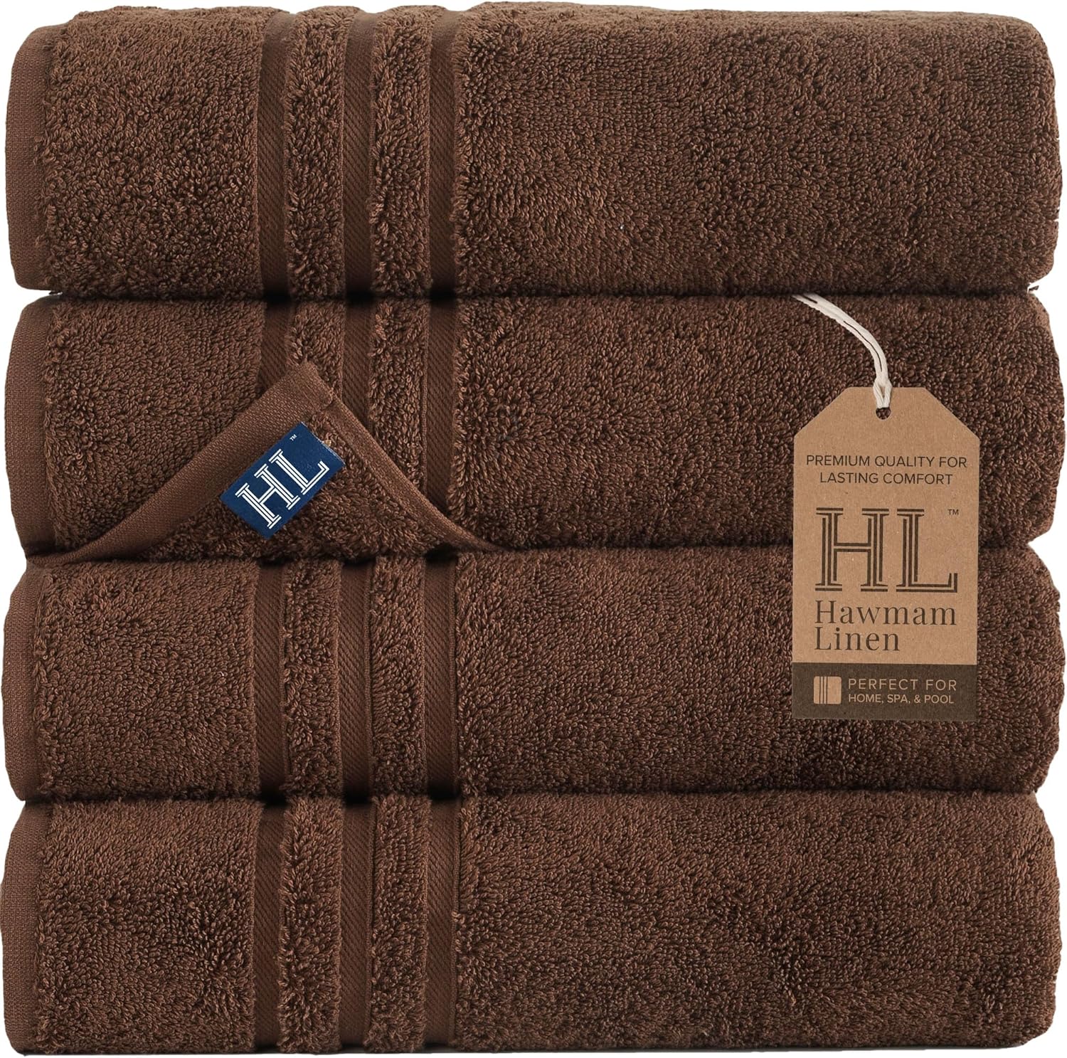 Hawmam Linen Brown Bath Towel Set 4 Pack
