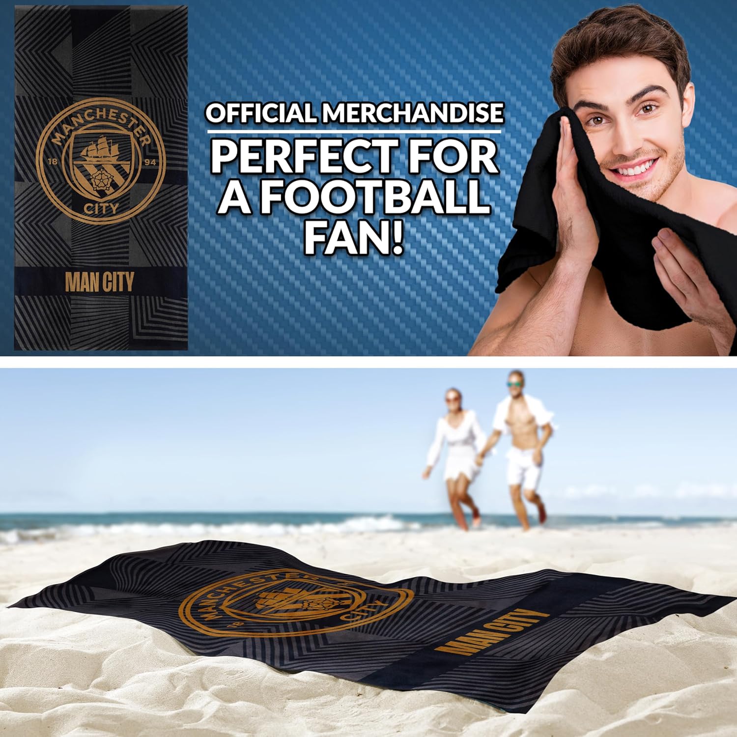 Manchester City FC Beach Towel - 100 Cotton Quick Dry