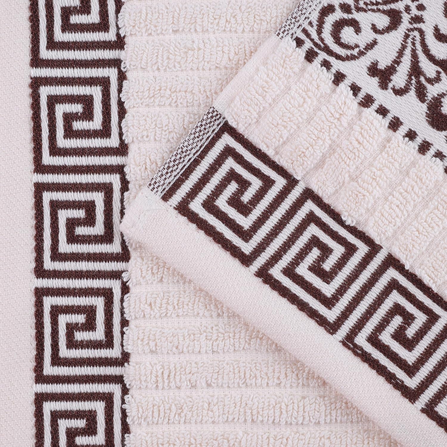 Superior 4-Piece Bath Towel Set with Greek Floral Design