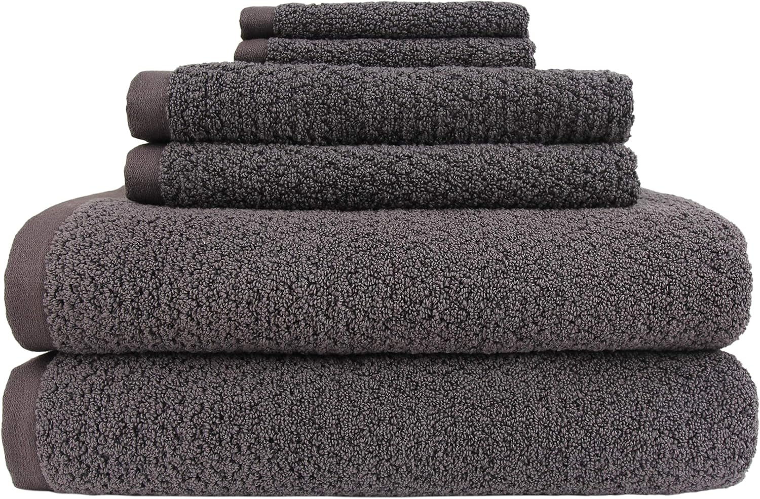 Everplush Diamond Jacquard 6-Piece Bath Towel Set Charcoal 1