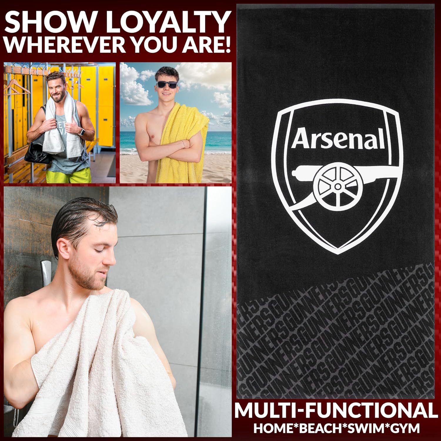 Arsenal FC Beach Towel 54x27 100 Cotton Quick Dry 1