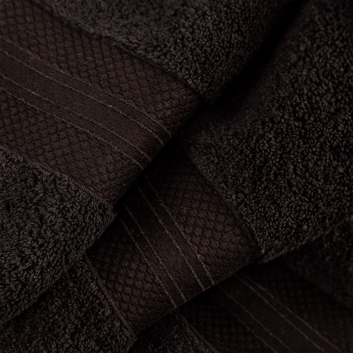 Superior Turkish Cotton 12-Piece Face Towel Set Black