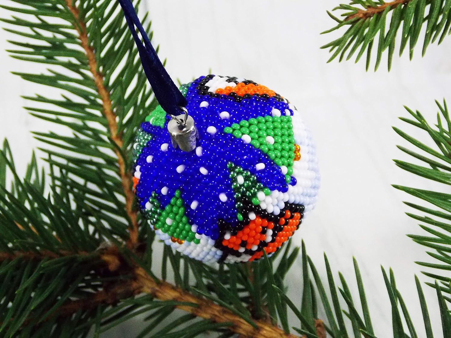 Red Fox Christmas Ornament Blue and White Xmas Tree Decor