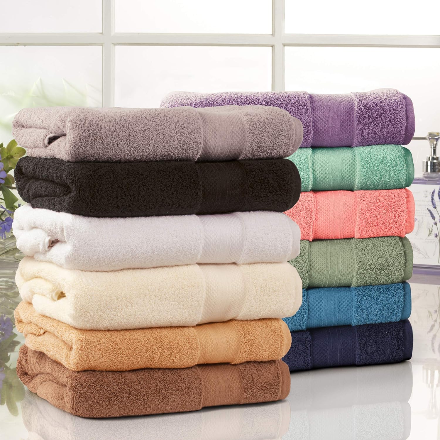 Superior Turkish Cotton 12-Piece Face Towel Set Black