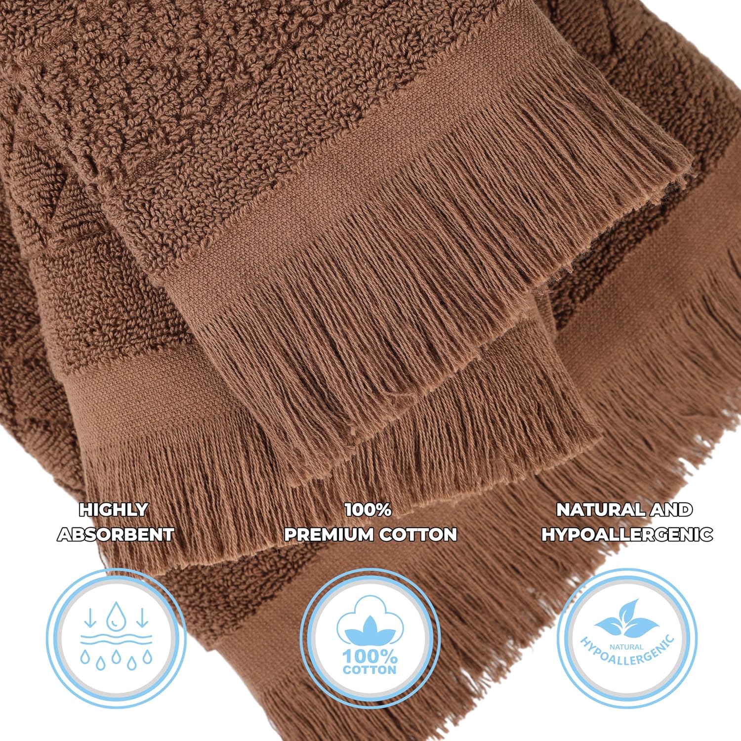 Superior Cotton 3-Piece Towel Set Chocolate