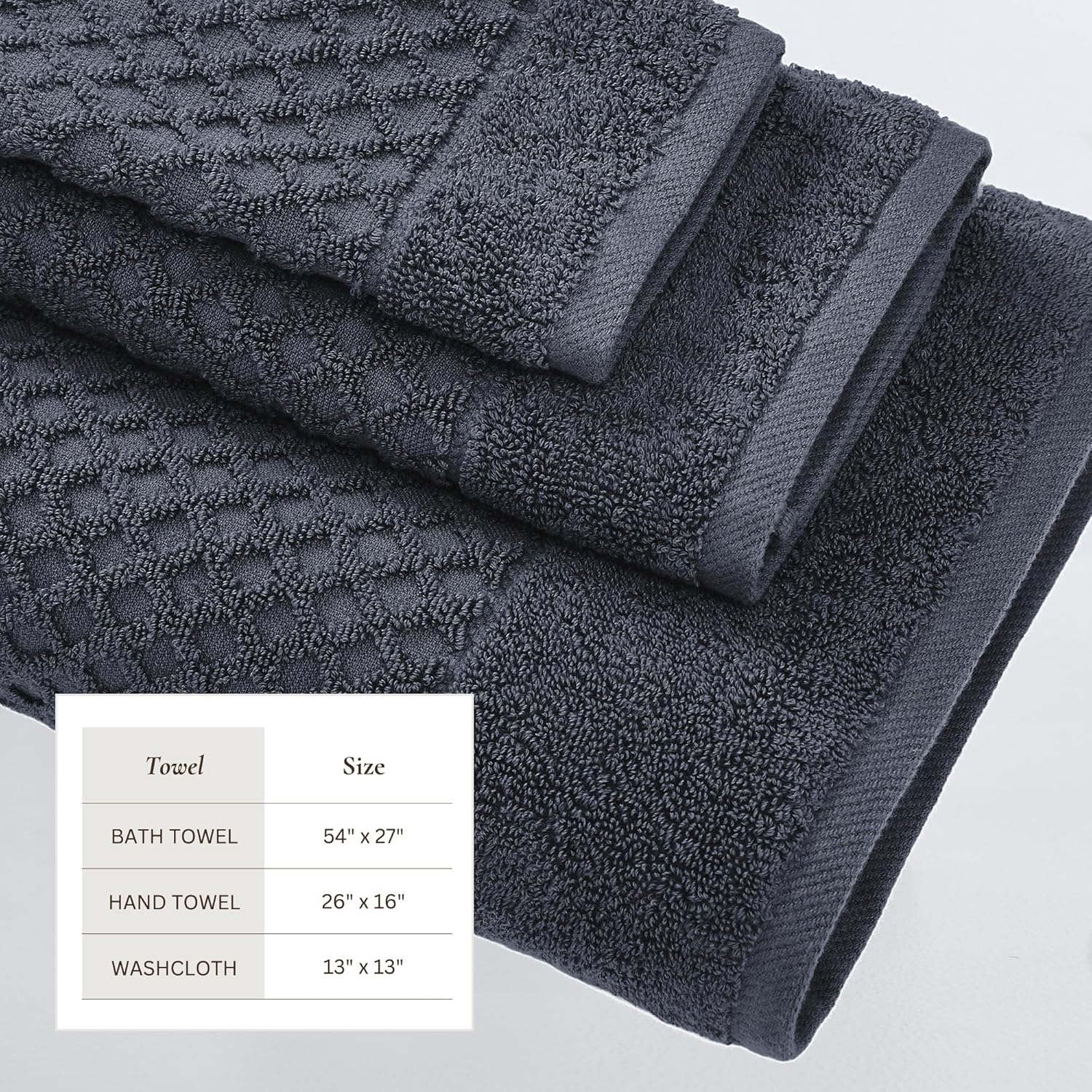 Great Bay Home Navy Bath Towels Set - 6 Piece Stone Blue