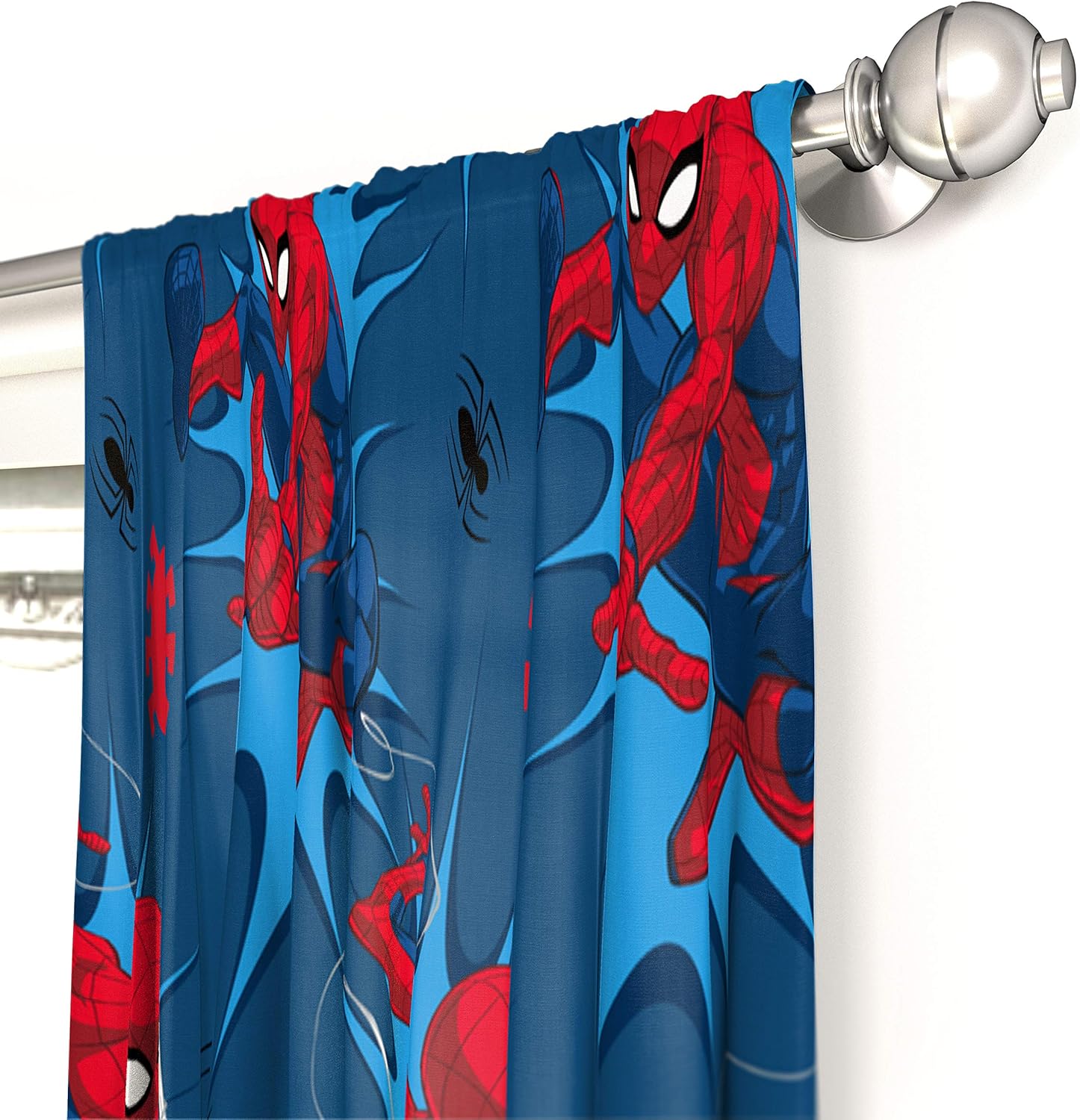 Jay Franco Kids Window Drapes - Spiderman Blue 84 Inch Set