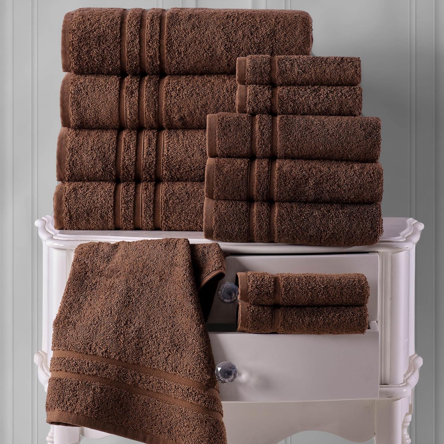 Hawmam Linen Brown Bath Towel Set 4 Pack