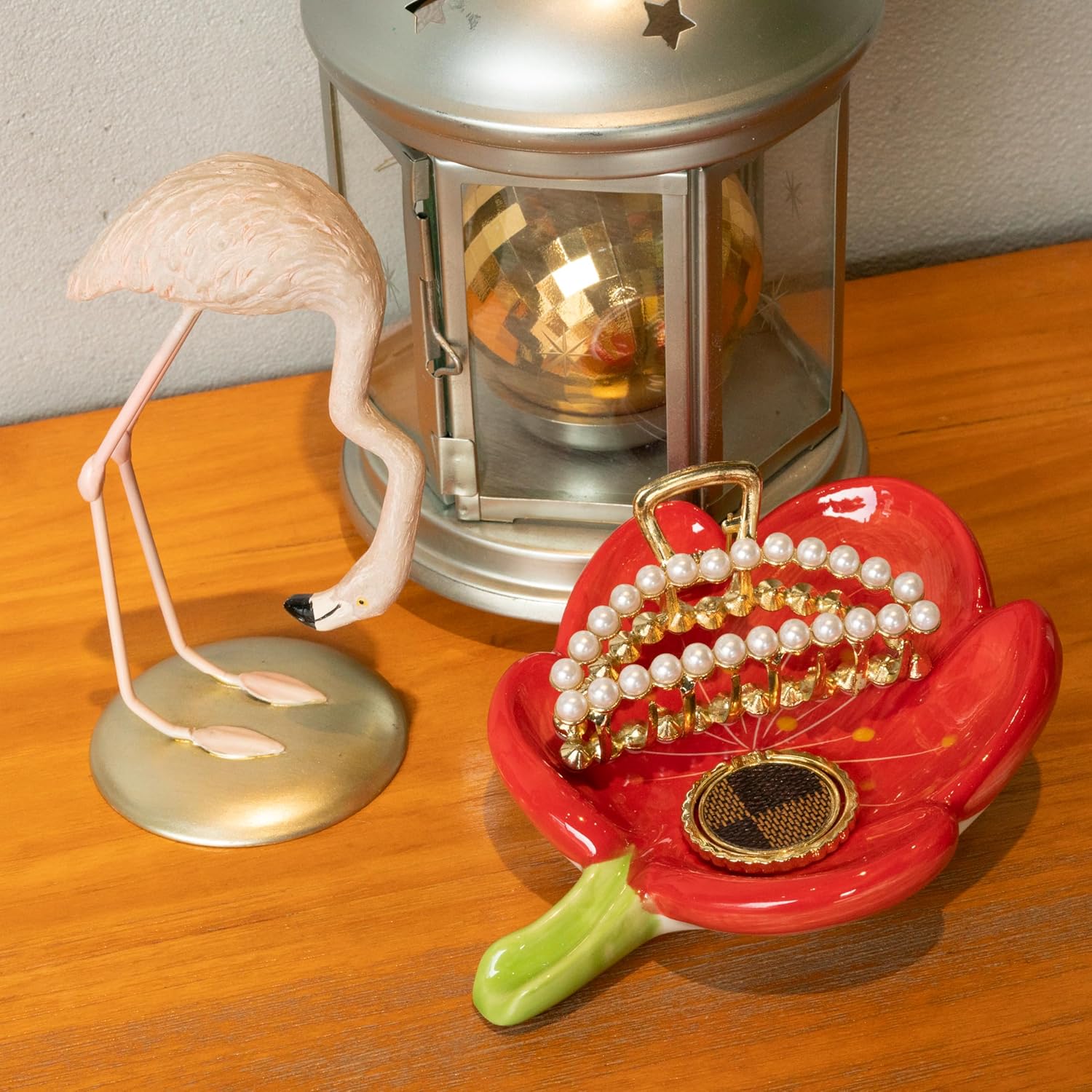 Ceramic Soap Dish Holder with Floral Design Red 1
