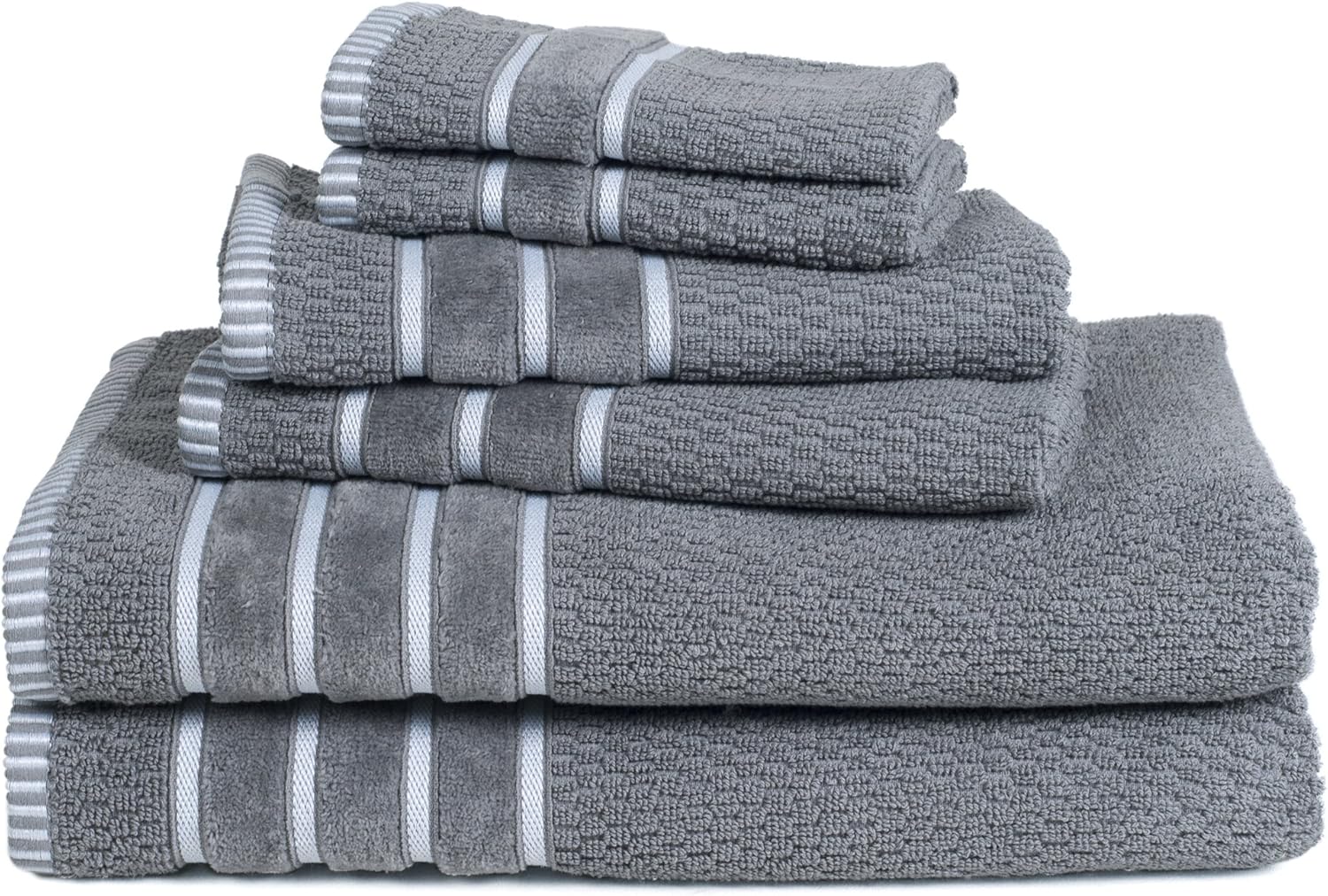 Lavish Home Luxury Cotton Towel Set - 6 Piece Silver Gray 1