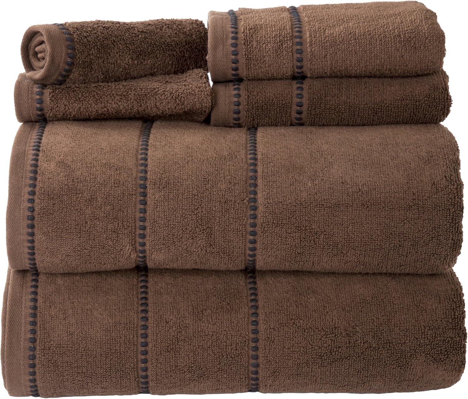 Lavish Home Luxury Cotton Towel Set 6 Piece Chocolate