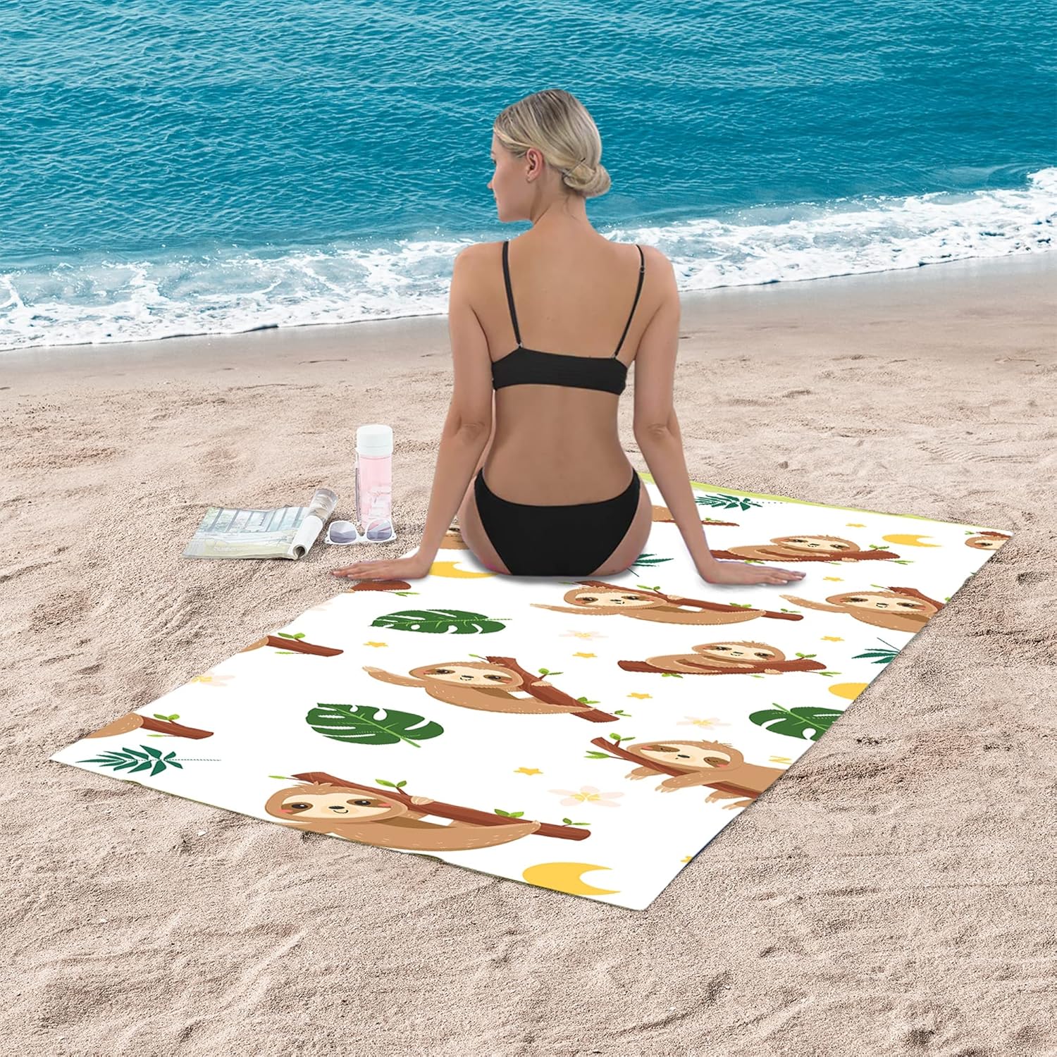 Bonsai Tree Beach Towel - Sloth Print 30x60 Microfiber