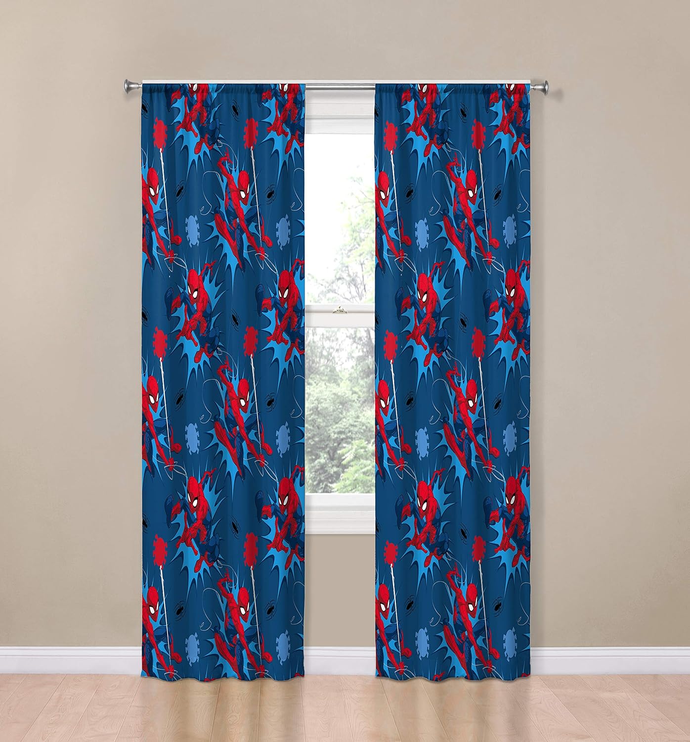 Jay Franco Kids Window Drapes - Spiderman Blue 84 Inch Set