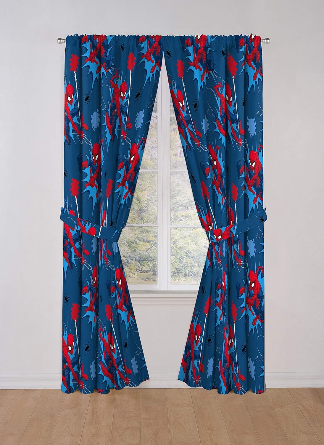 Jay Franco Kids Window Drapes - Spiderman Blue 84 Inch Set
