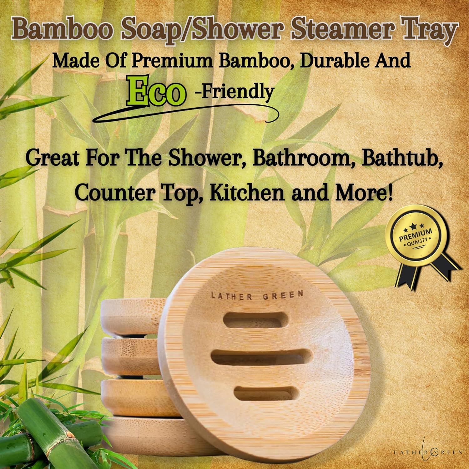 Bamboo Soap Dish Shower Steamer Holder
