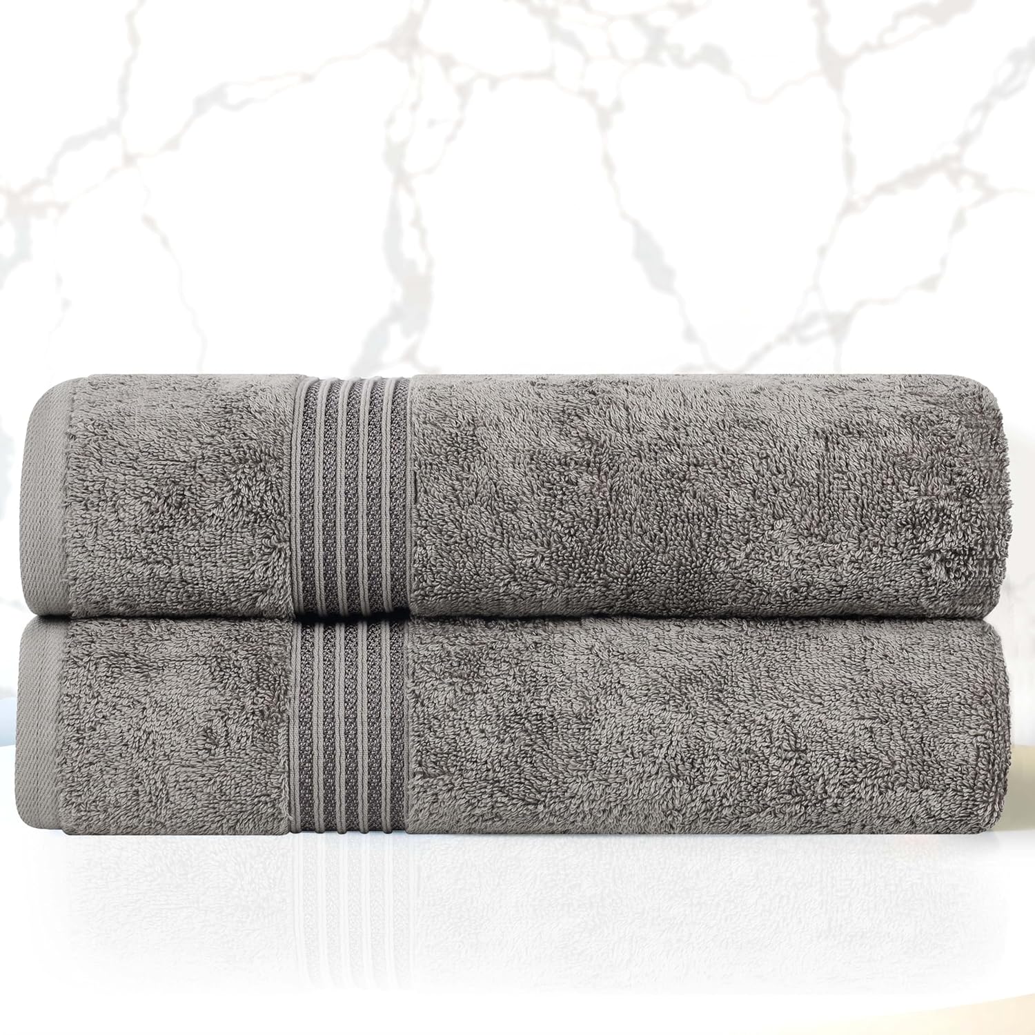 Superior Egyptian Cotton Bath Towel Set Charcoal Set of 2