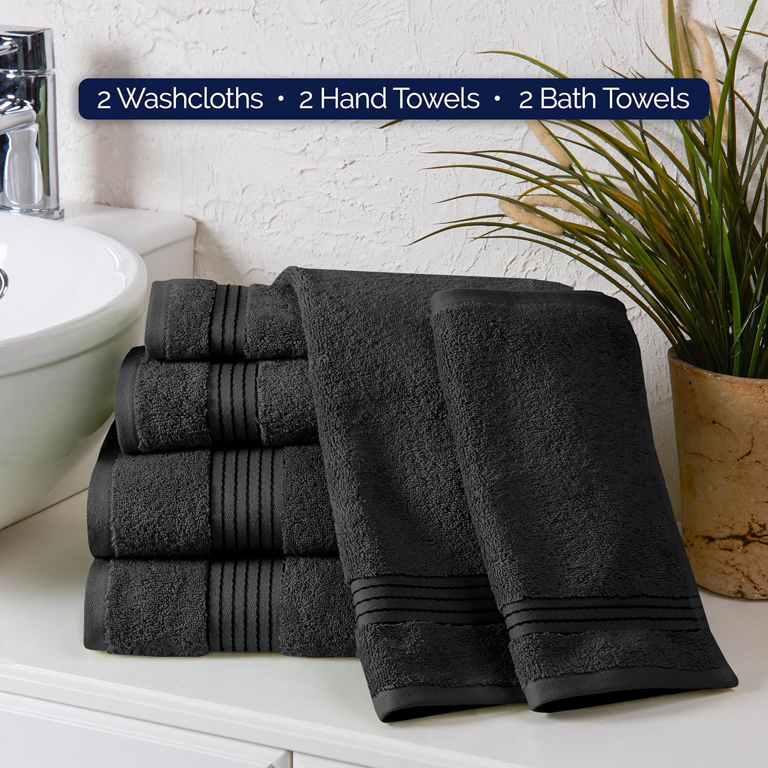 Elegant Comfort Premium Cotton Towel Set Black