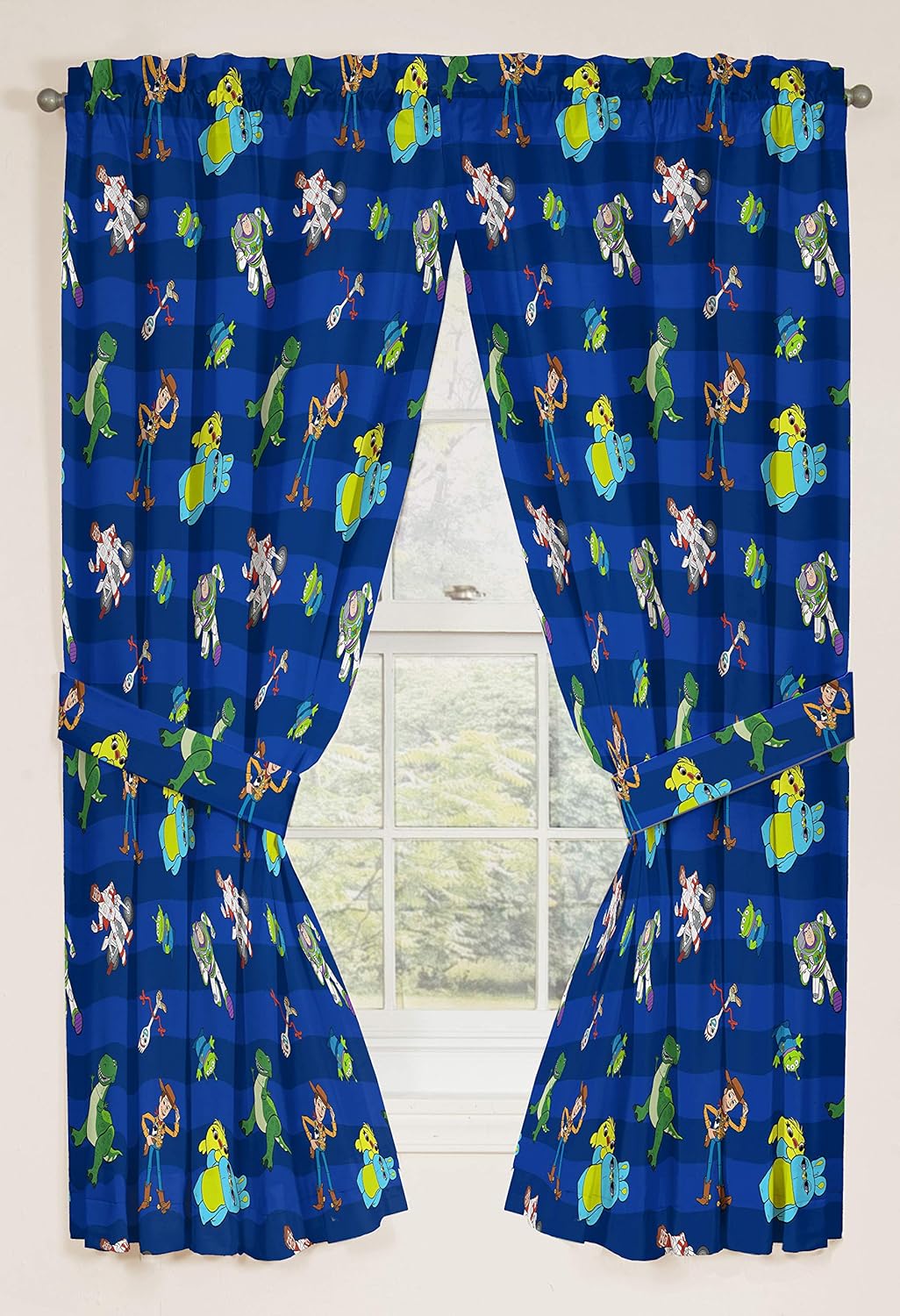 Jay Franco Kids Window Drapes - 4 Piece Blue Toy Story Set