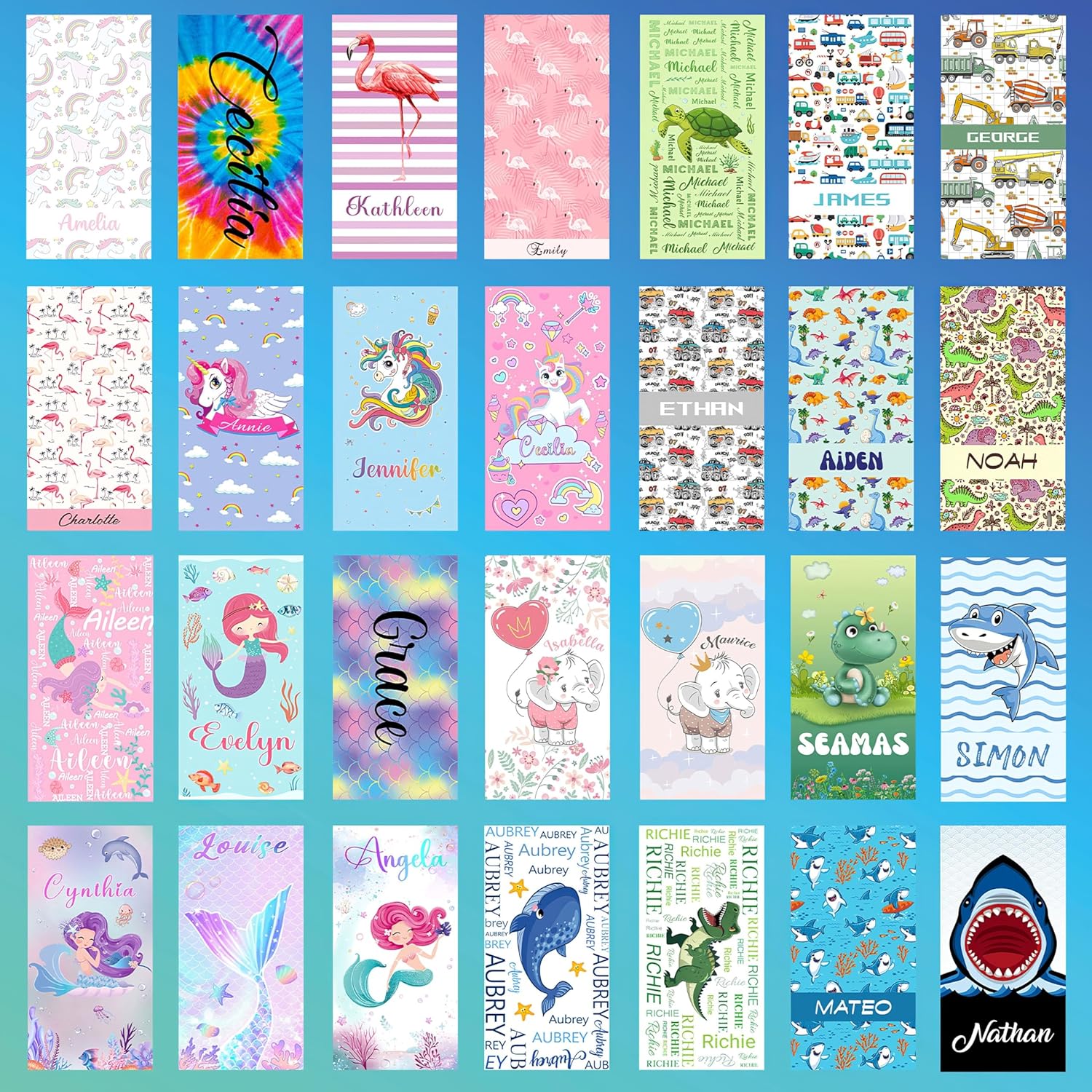Personalized Dinosaur Beach Towel with Name
