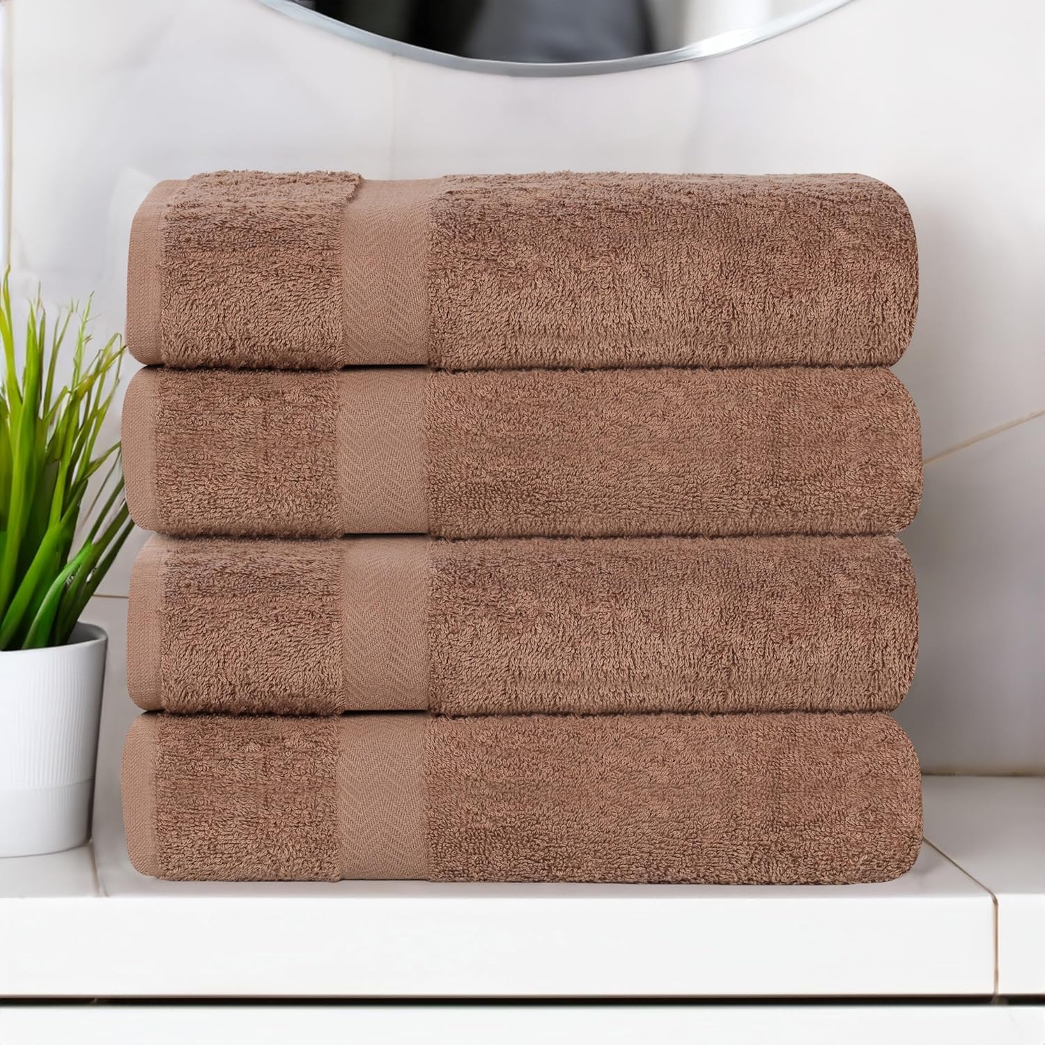 Superior 4-Piece Cotton Bath Towel Set - Latte