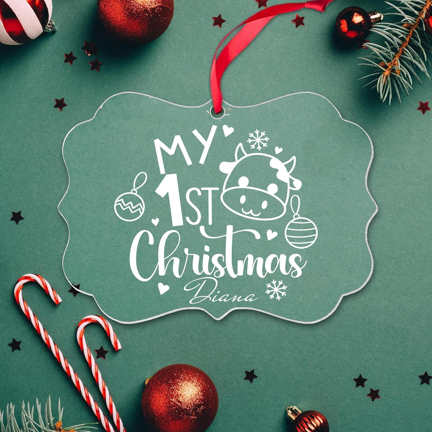 Personalized Babys First Christmas Ornament for Girl Boy 1