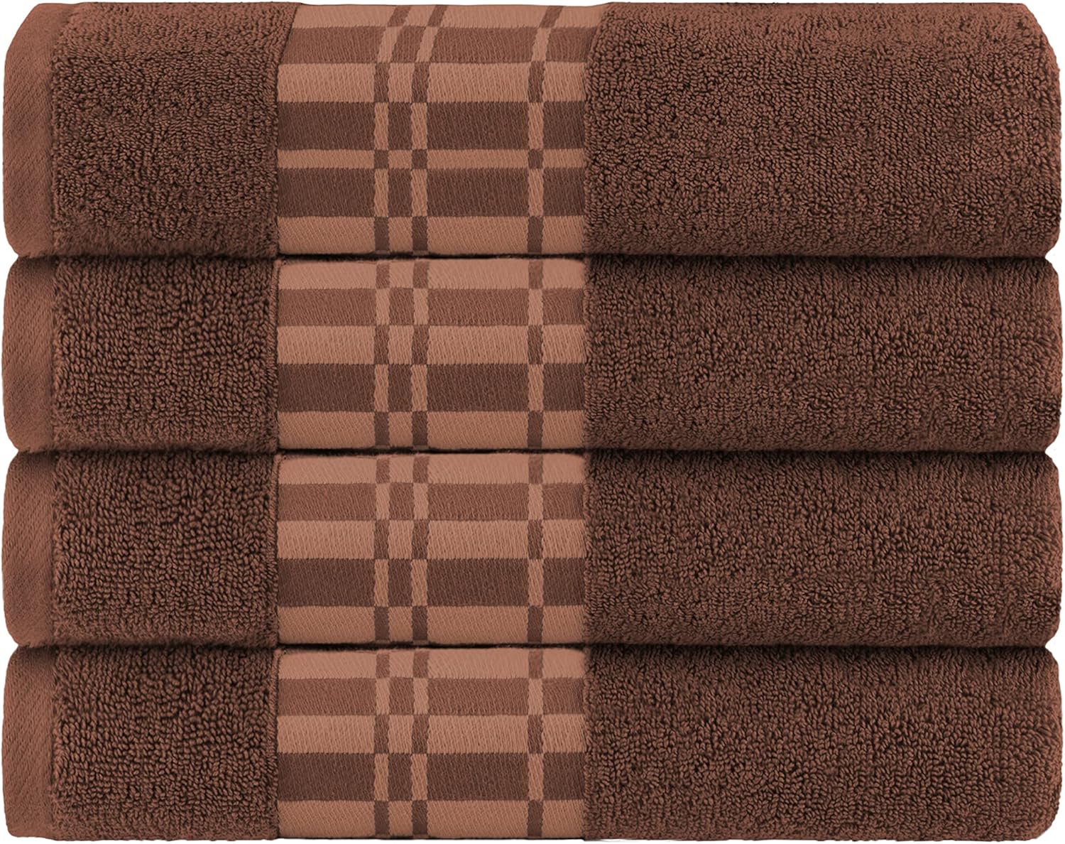 Superior 4-Piece Cotton Bath Towel Set with Geometric Design