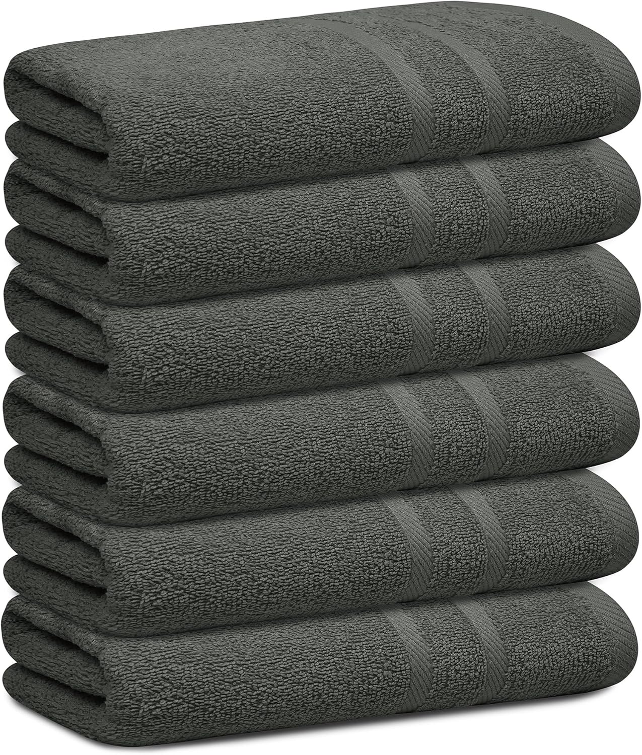 Looperry 6 Pack Small Bath Towel Set - Charcoal Grey 1