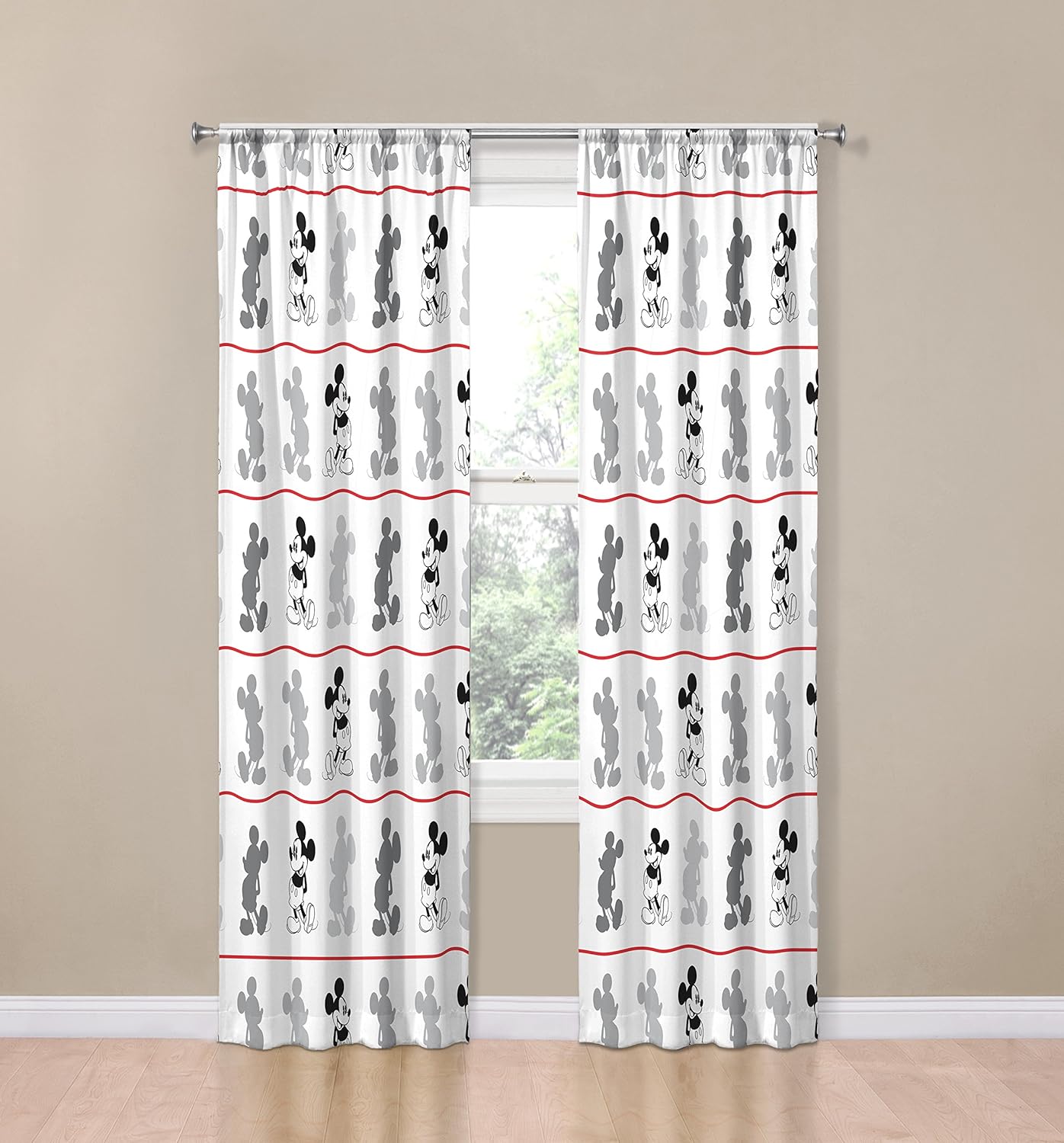 Disney Mickey Mouse Jersey White 4 Piece Curtain Set