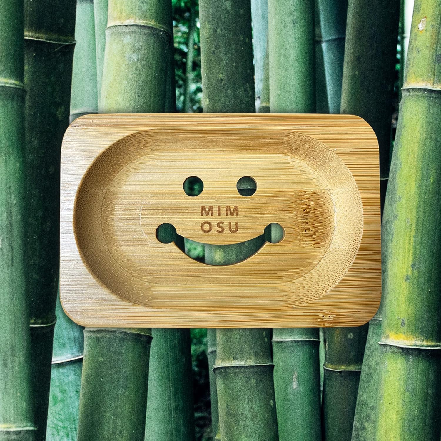 Mimosu Bamboo Soap Dish - Eco-Friendly Shampoo Holder with Drain