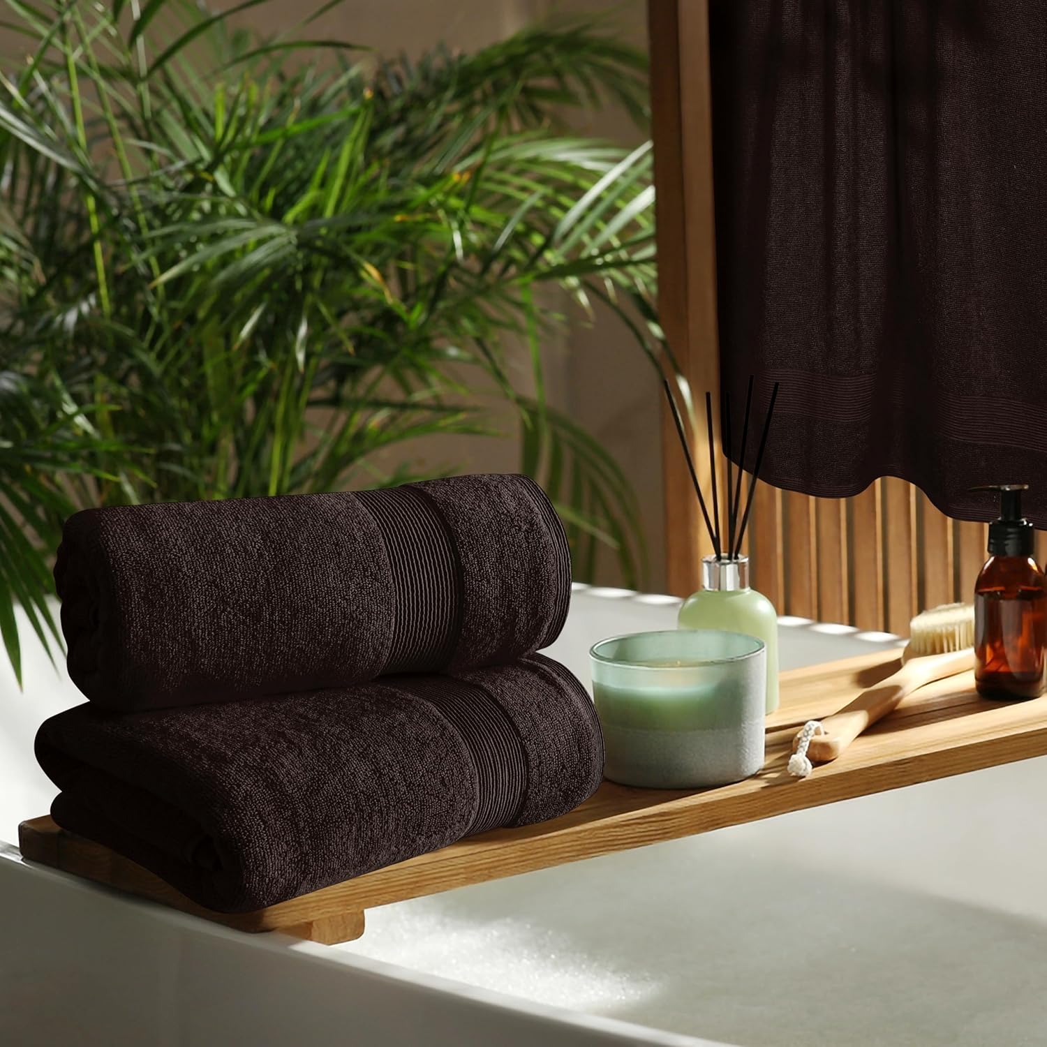 Belizzi Home 4 Pack Bath Towel Set Chocolate Brown 27x54