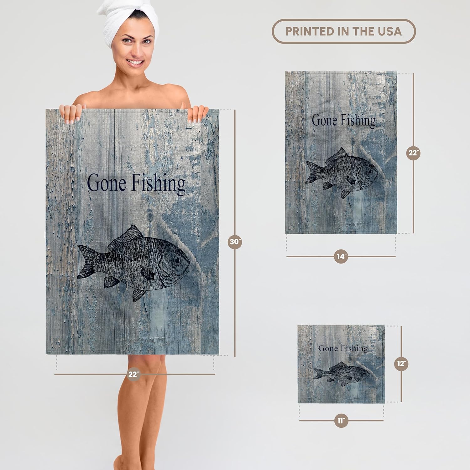 3D Rose 15 x 22 Beach Theme Towel White Wash Wood Look