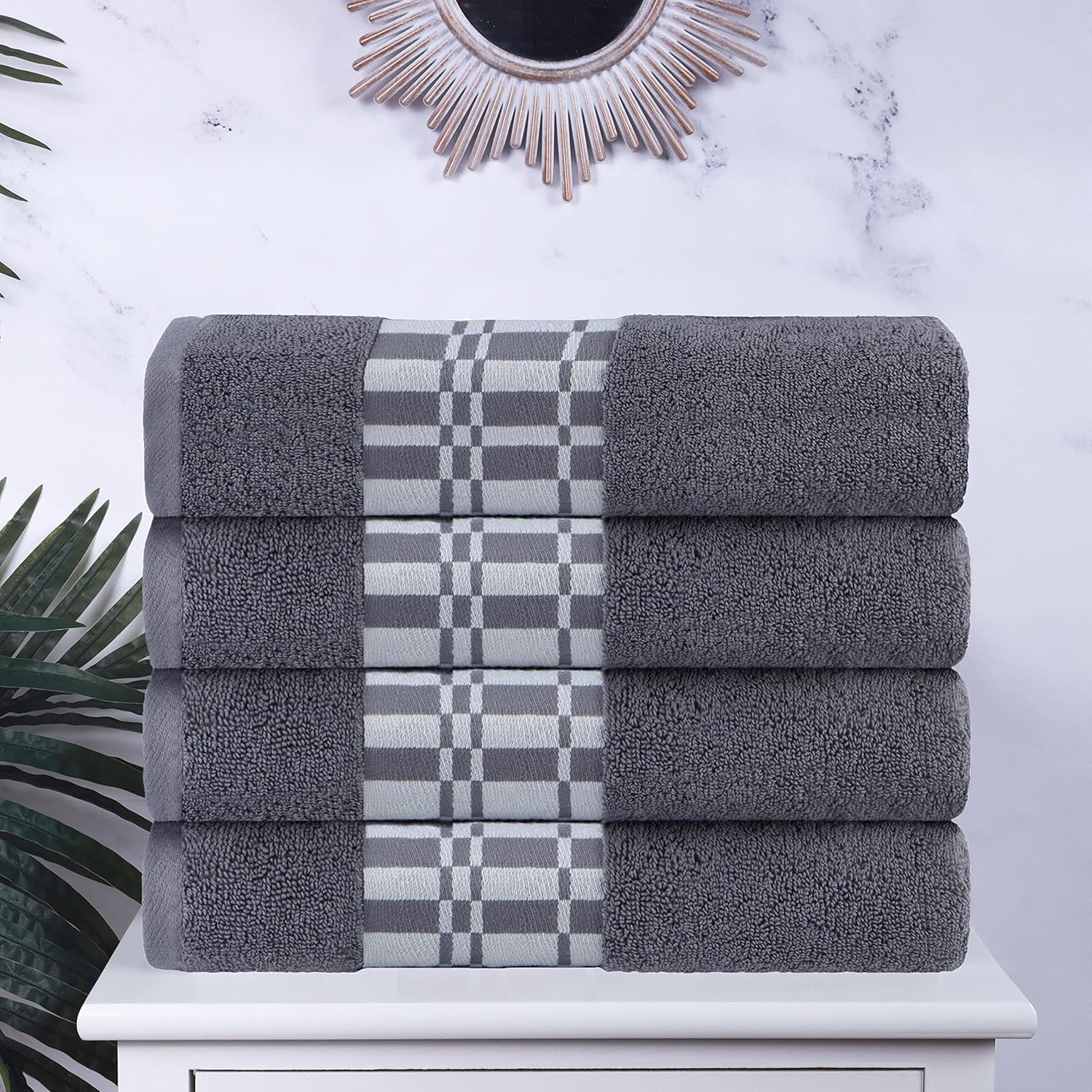 Superior 4-Piece Cotton Bath Towel Set Grey