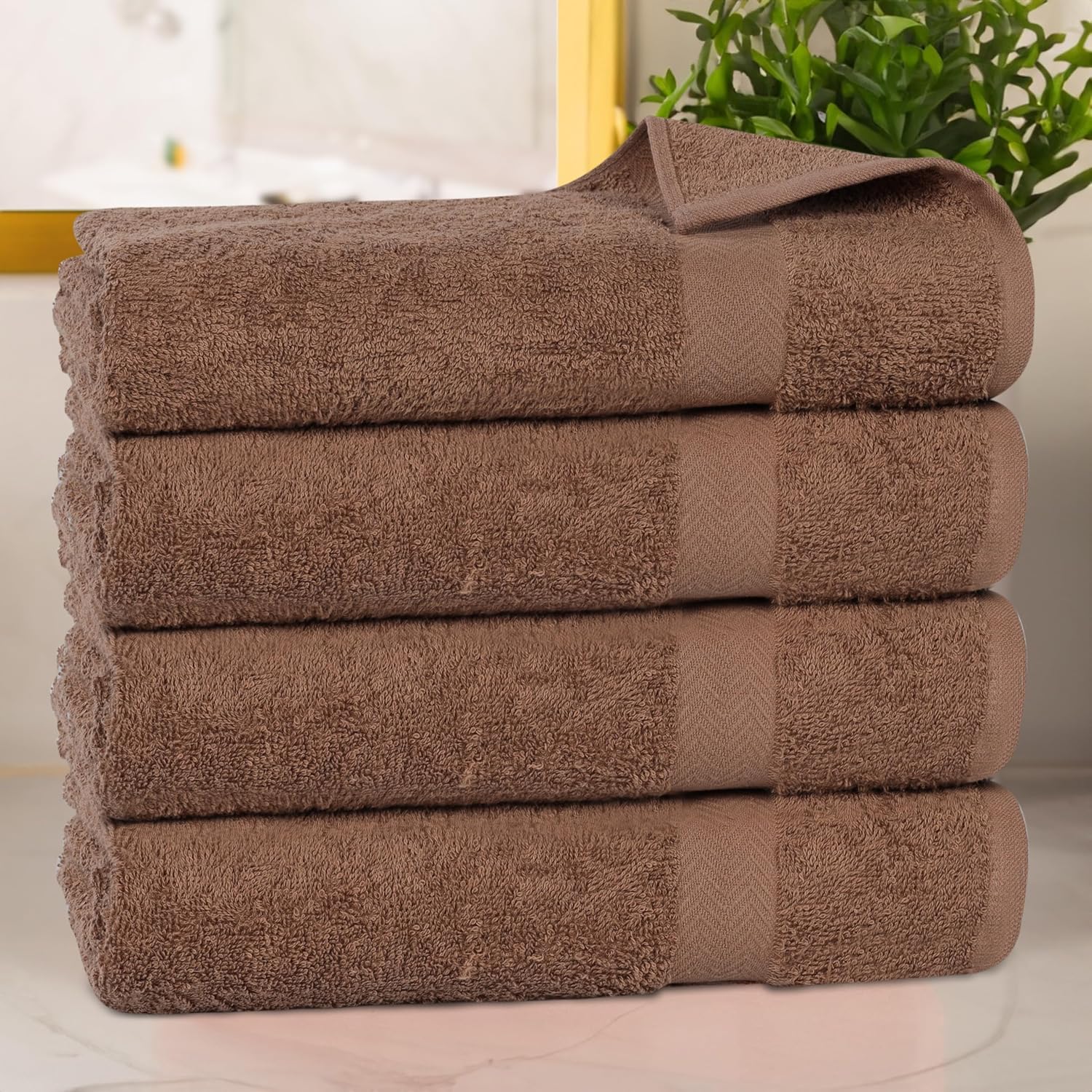 Superior 4-Piece Cotton Bath Towel Set - Latte