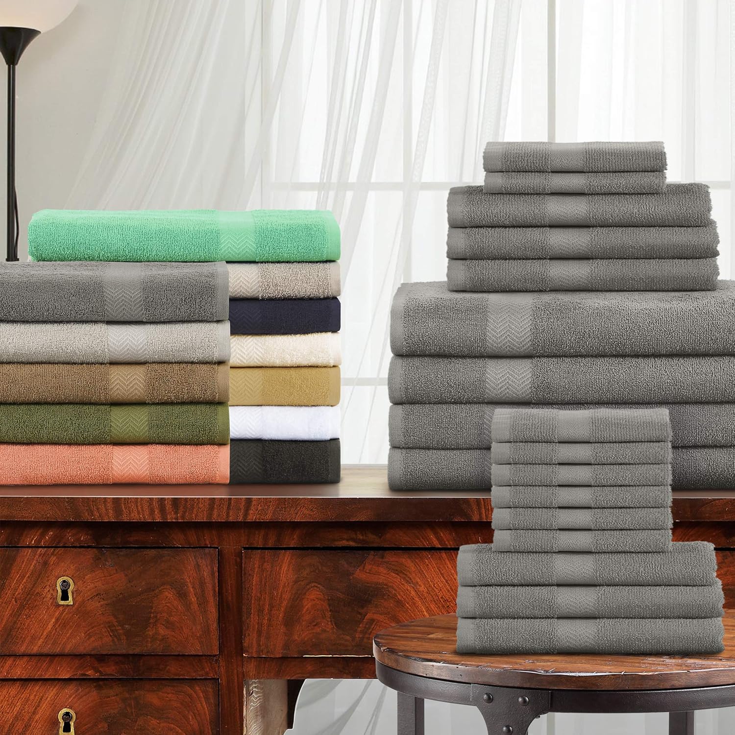 Superior 18-Piece Cotton Towel Set Navy Blue