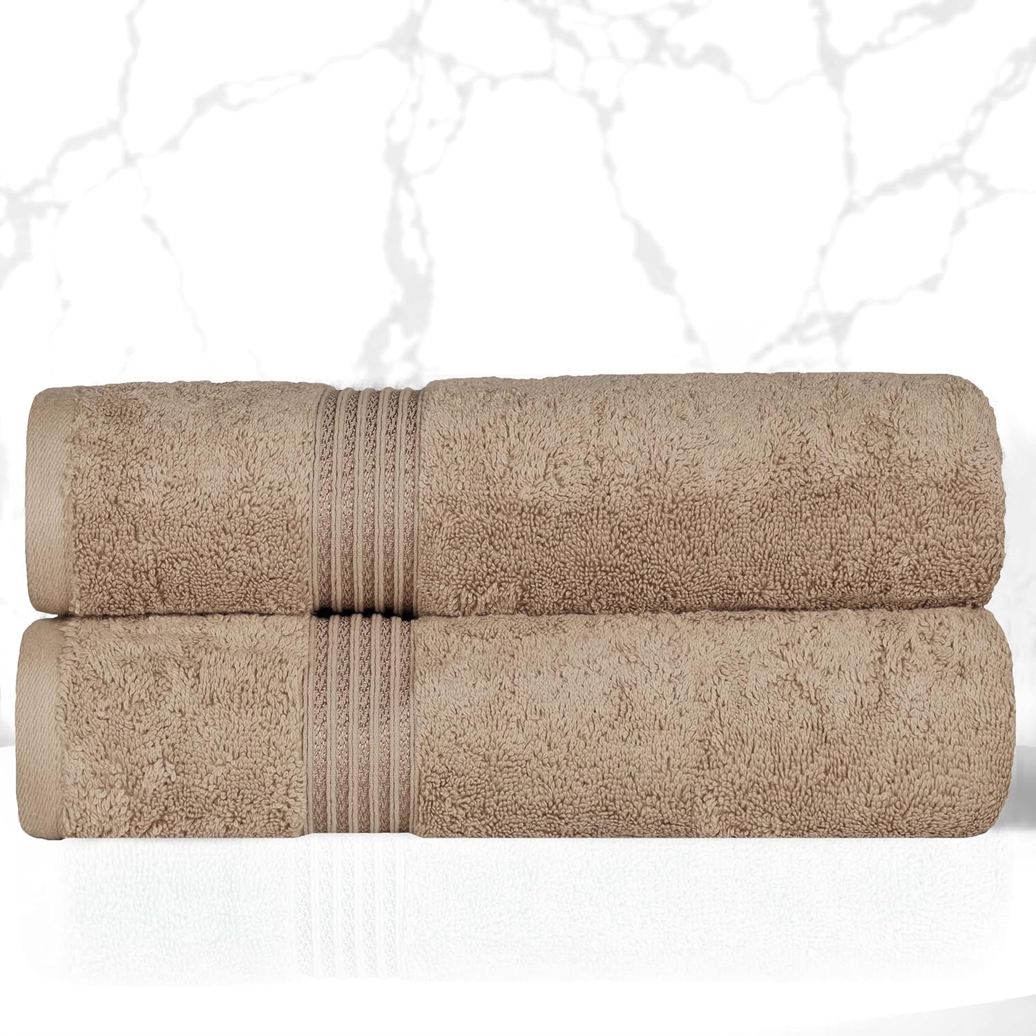 Superior Egyptian Cotton Bath Towel Set of 2 Taupe